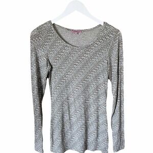 CALYPSO ST. BARTH Jersey Top Paisley Floral Long Sleeves Scoop Neck Gray Small